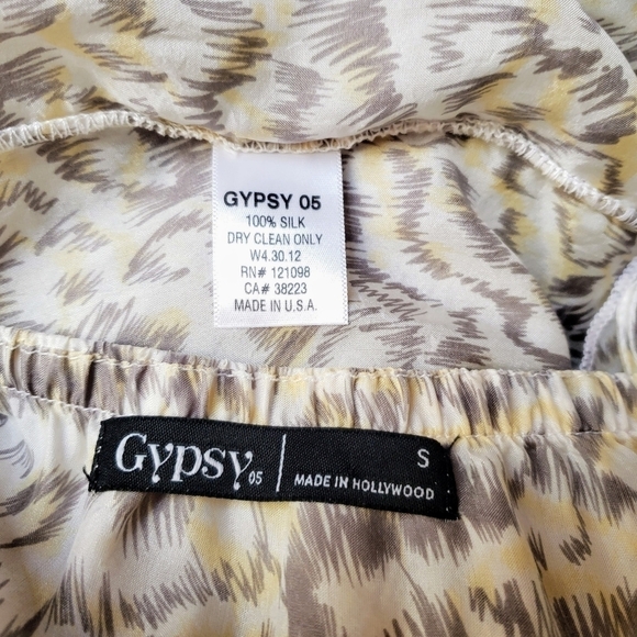 Gypsy 05 Tigra Maxi Dress Silk Tiered Leopard Print Gray Cream Size Small - Picture 9 of 9